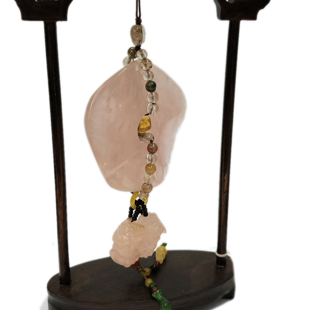 星光粉晶{圓滿懷愛}貔貅&玉吊飾【十方】133940