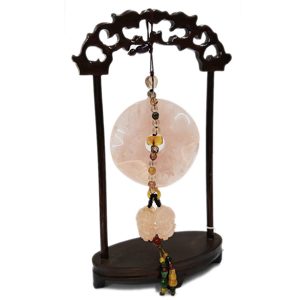 星光粉晶{圓滿懷愛}貔貅&玉吊飾【十方】133940