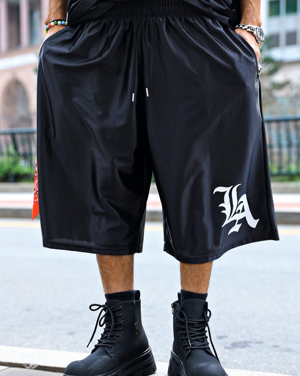 LA 緞面百慕達褲