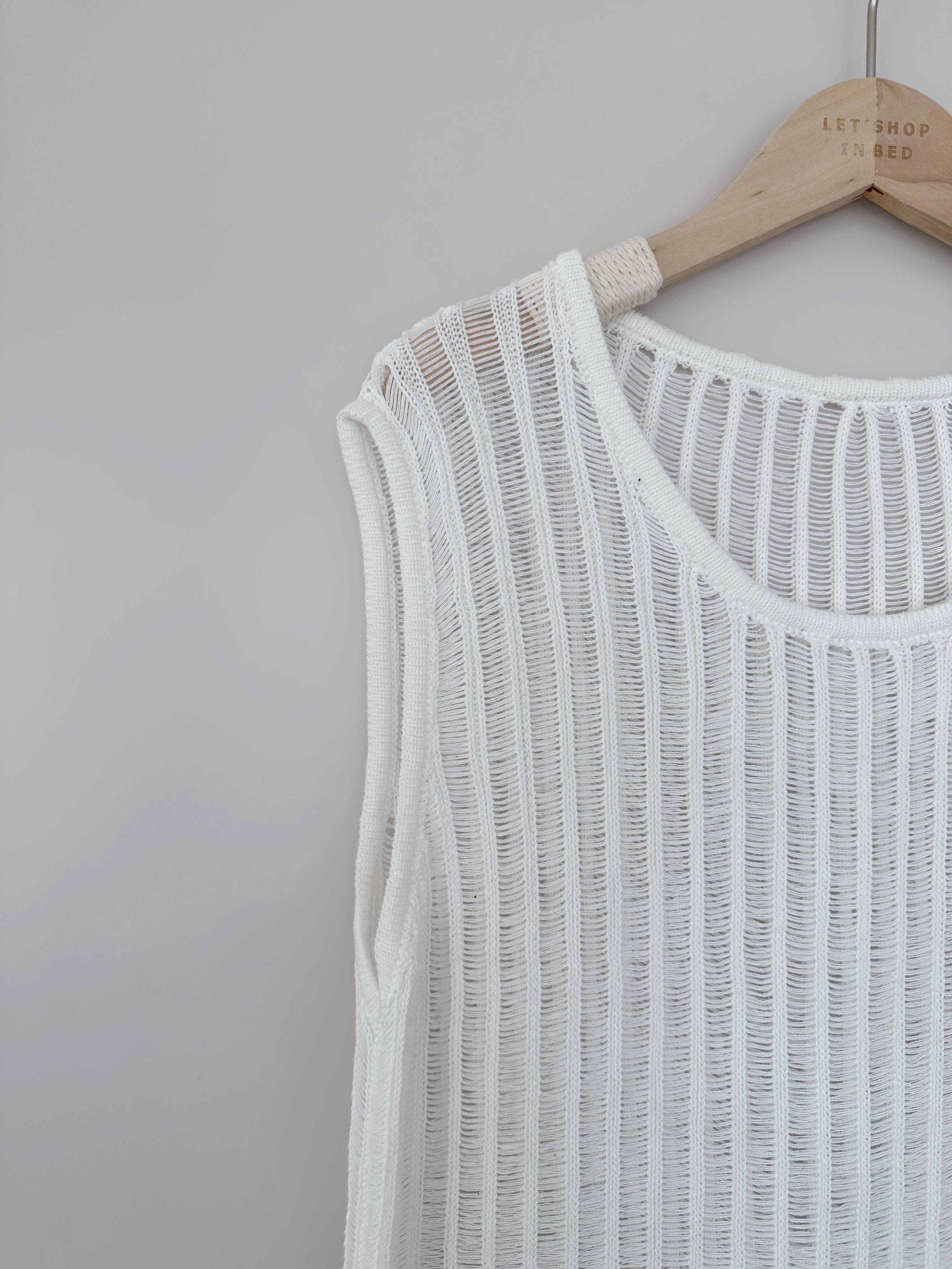 KR124 韓系慵懶感網織圓領背心-3色