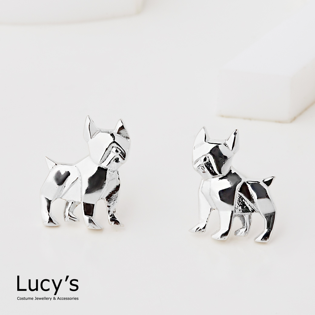 Lucy's-純銀摺紙系列｜法鬥犬耳環/項鍊(118378/118381)