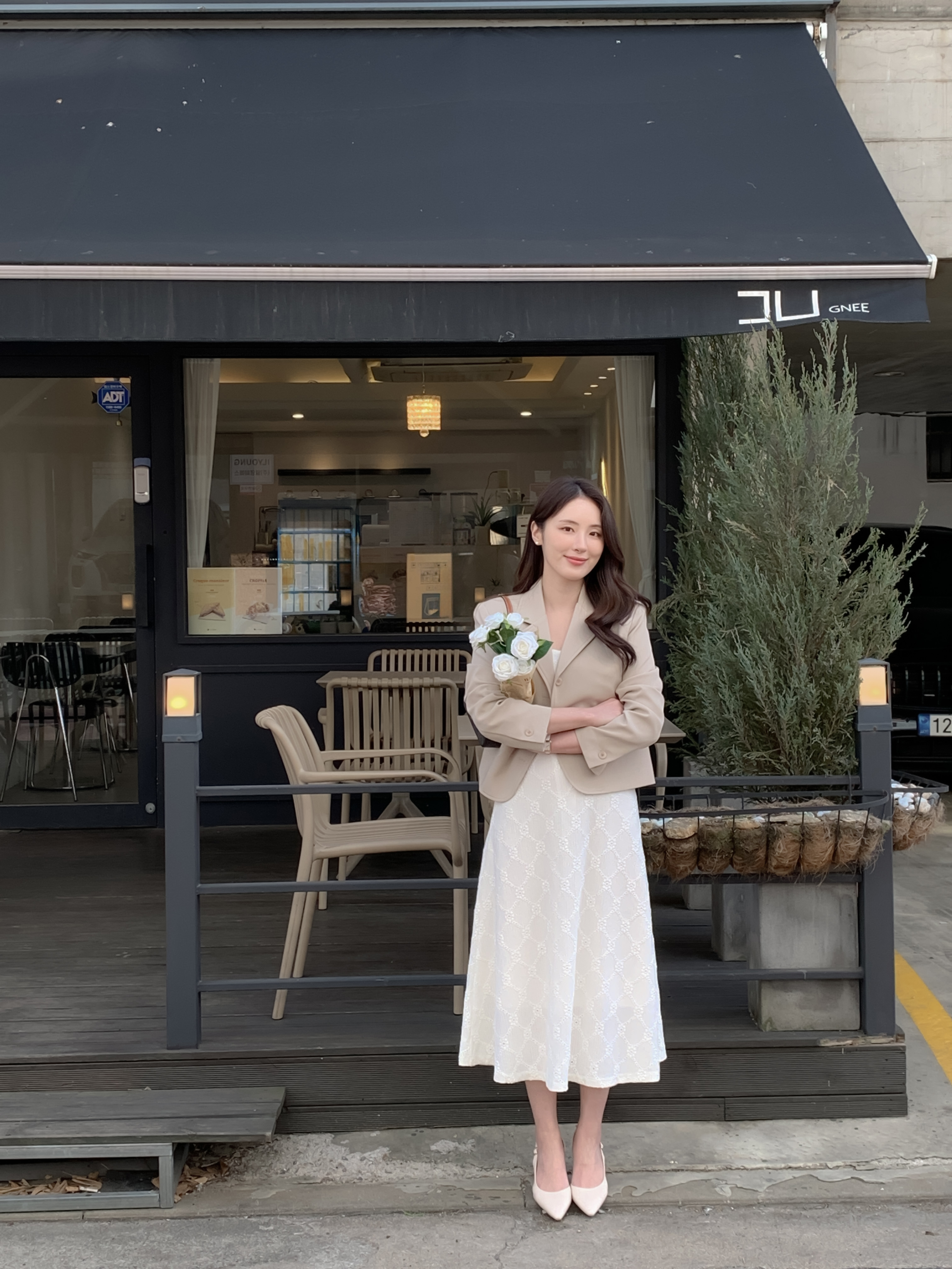 🚀當日出貨【🌸早春新品 】Clara緹花系肩綁帶長洋  ( 2 colors ) 有長版.短版