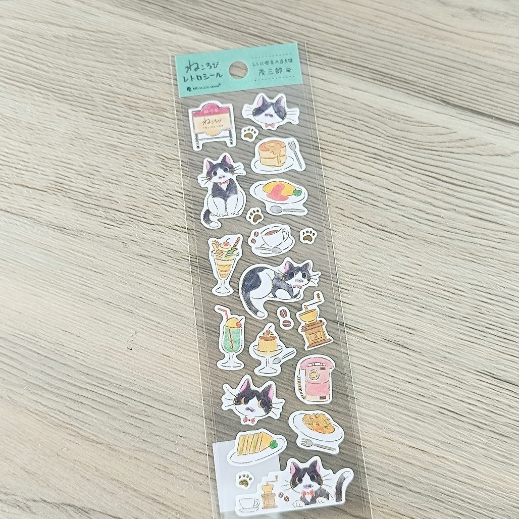 日本NB社．可愛貓咪燙金和紙貼紙 共四款