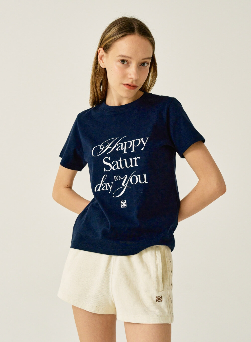 SATUR] Happy Saturday Typo Graphic T-Shirt