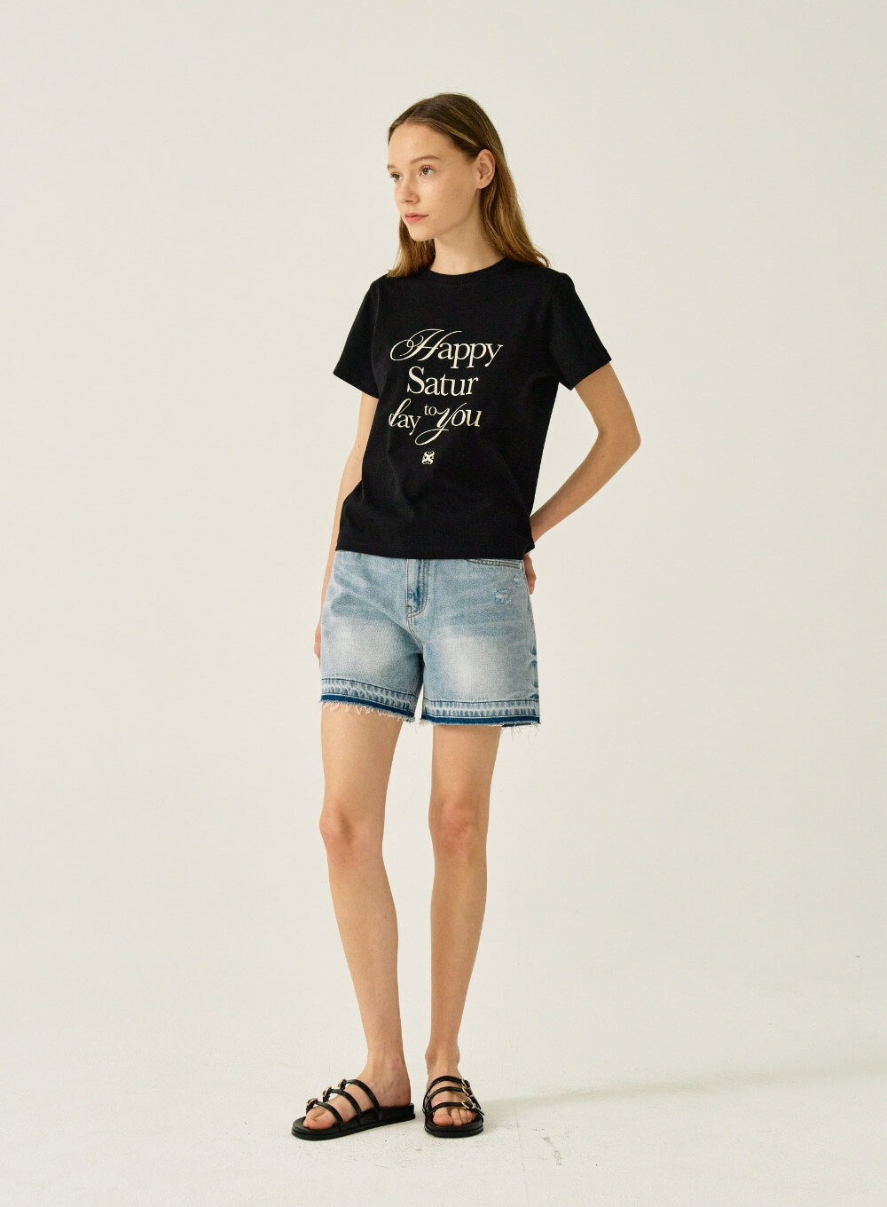 ★ SATUR ★HAPPY SATURDAY TYPO GRAPHIC T-SHIRT SATUR] Saturday Retro Mood Graphic T-Shirt