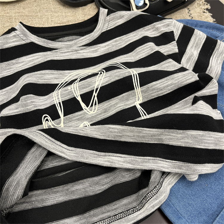 25夏 黑白大象條紋短T