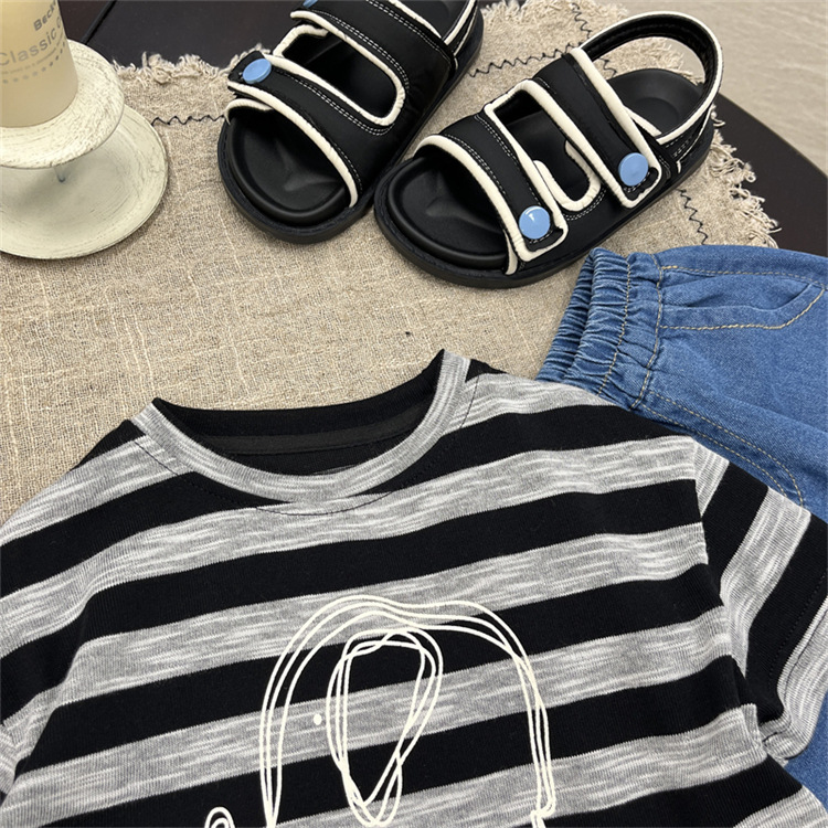 25夏 黑白大象條紋短T