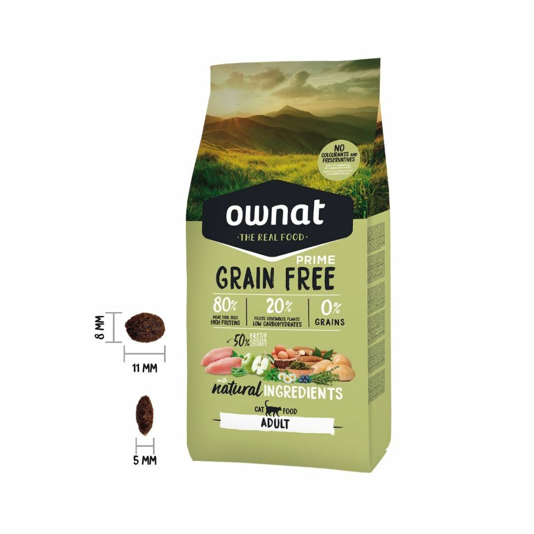 (VIP)  Ownat 無穀高級配方 放牧雞⾁與火雞 (易消化) 全齡貓 3KG