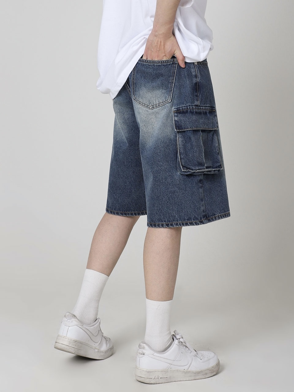 <預購> 韓國AVANDRESS寬版工裝五分牛仔褲