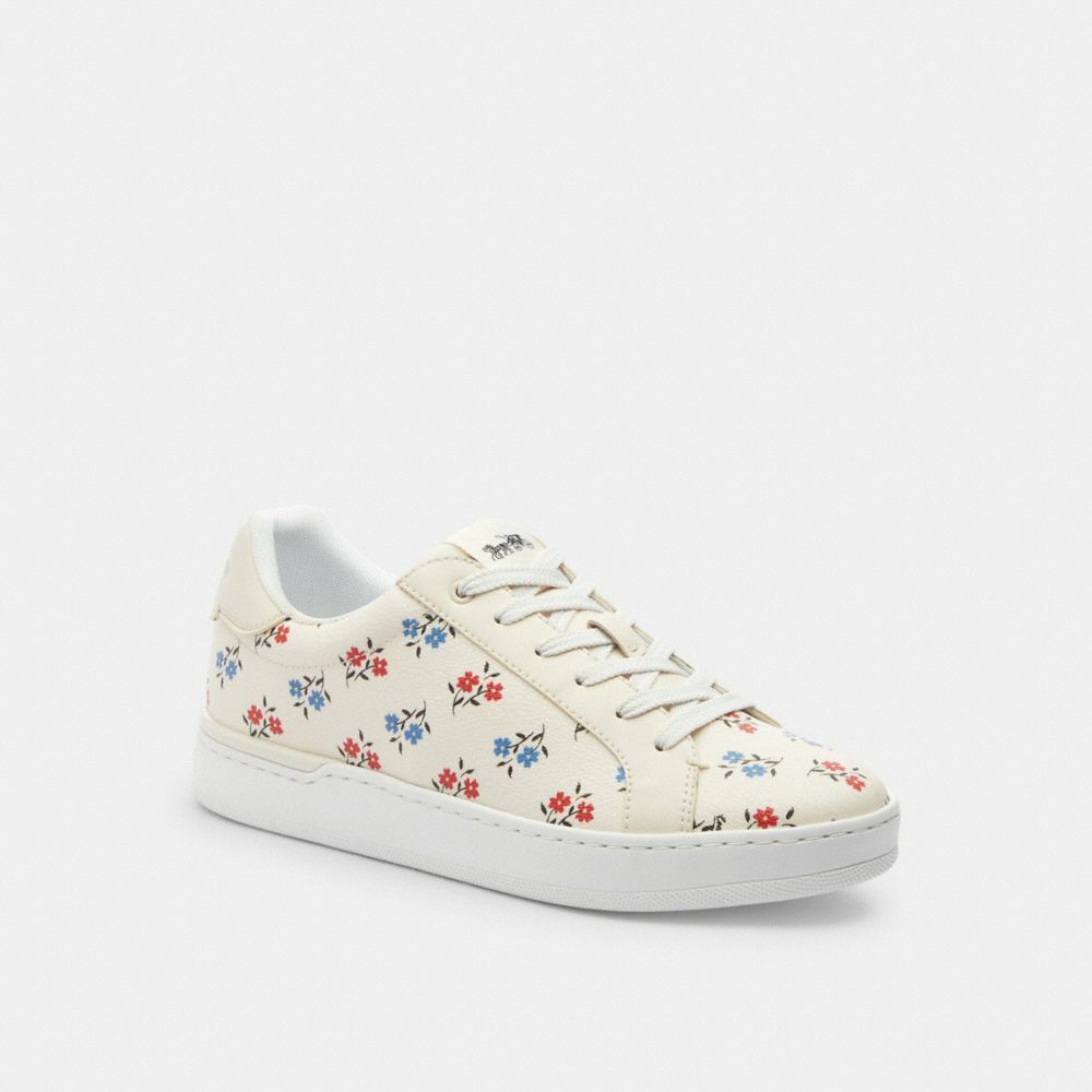 【Coach Outlet】Clip Low Top Sneaker With Floral Print  白 