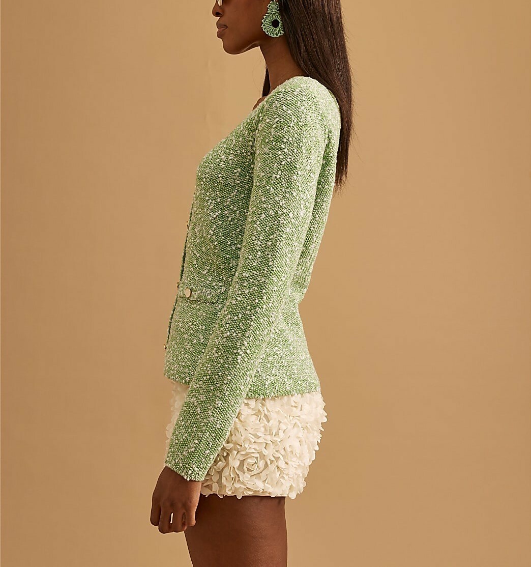 Green Apple蘋果綠色圈圈紗金鈕扣上衣