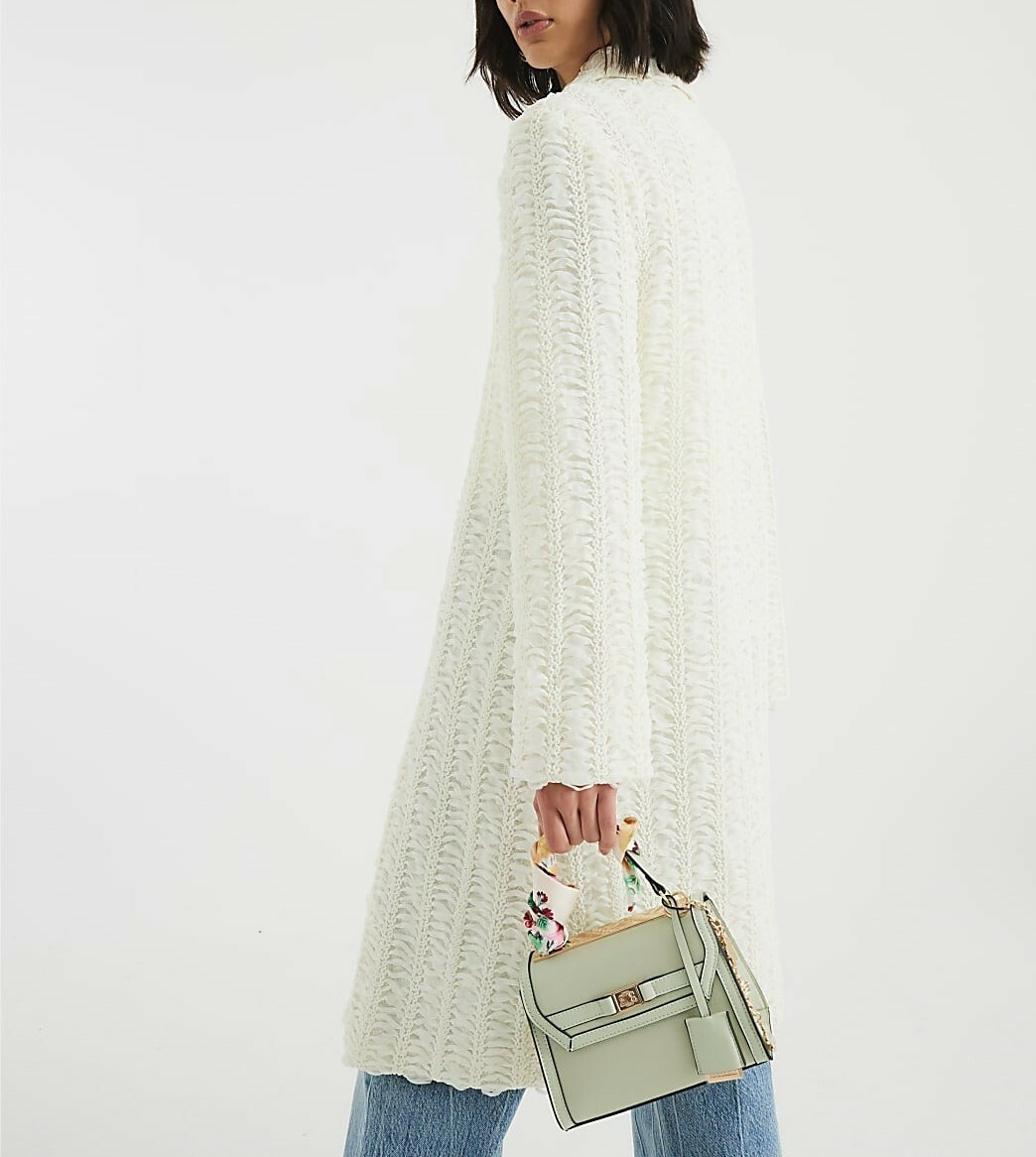 Cream White奶油白色紋理長外套