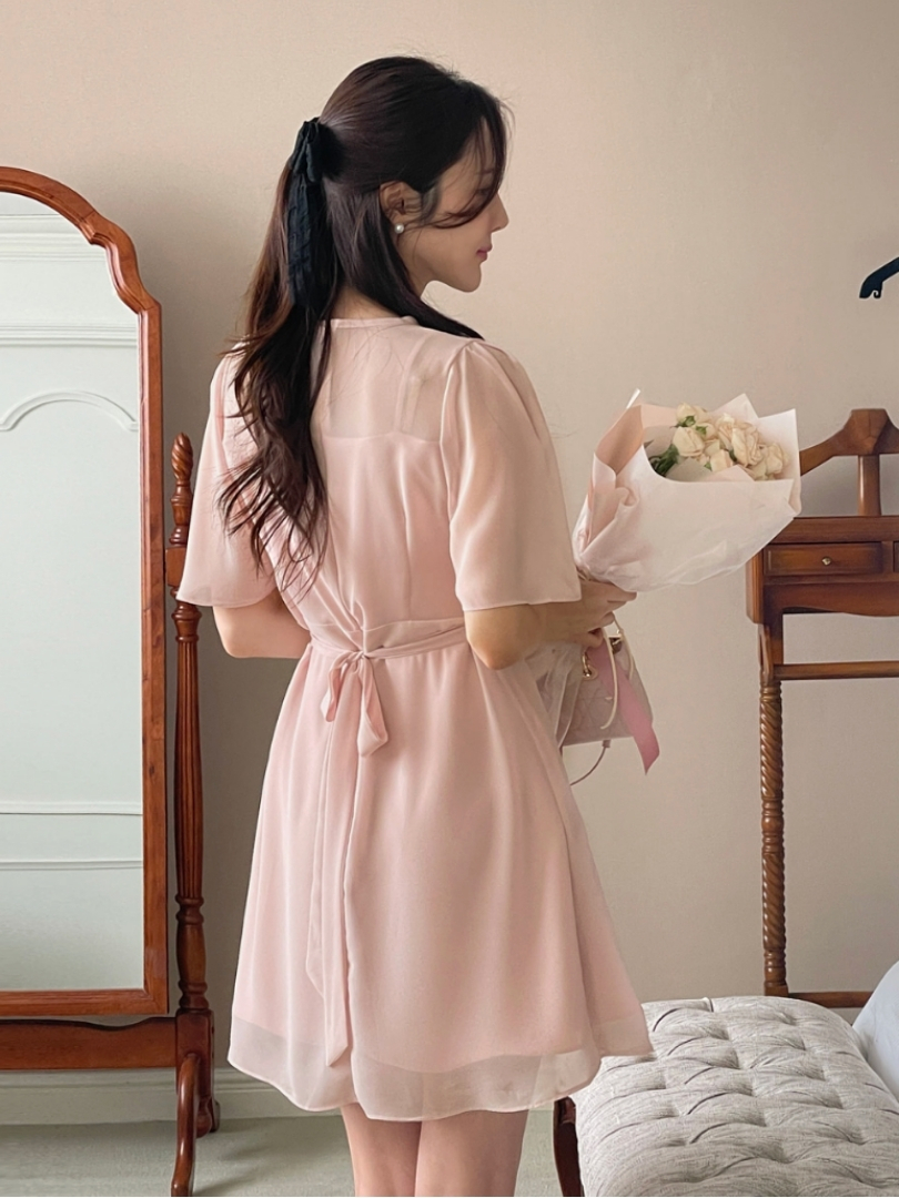 [現貨] Nydia 浪漫雪紡洋裝 (短版) [2 色 / Free ]