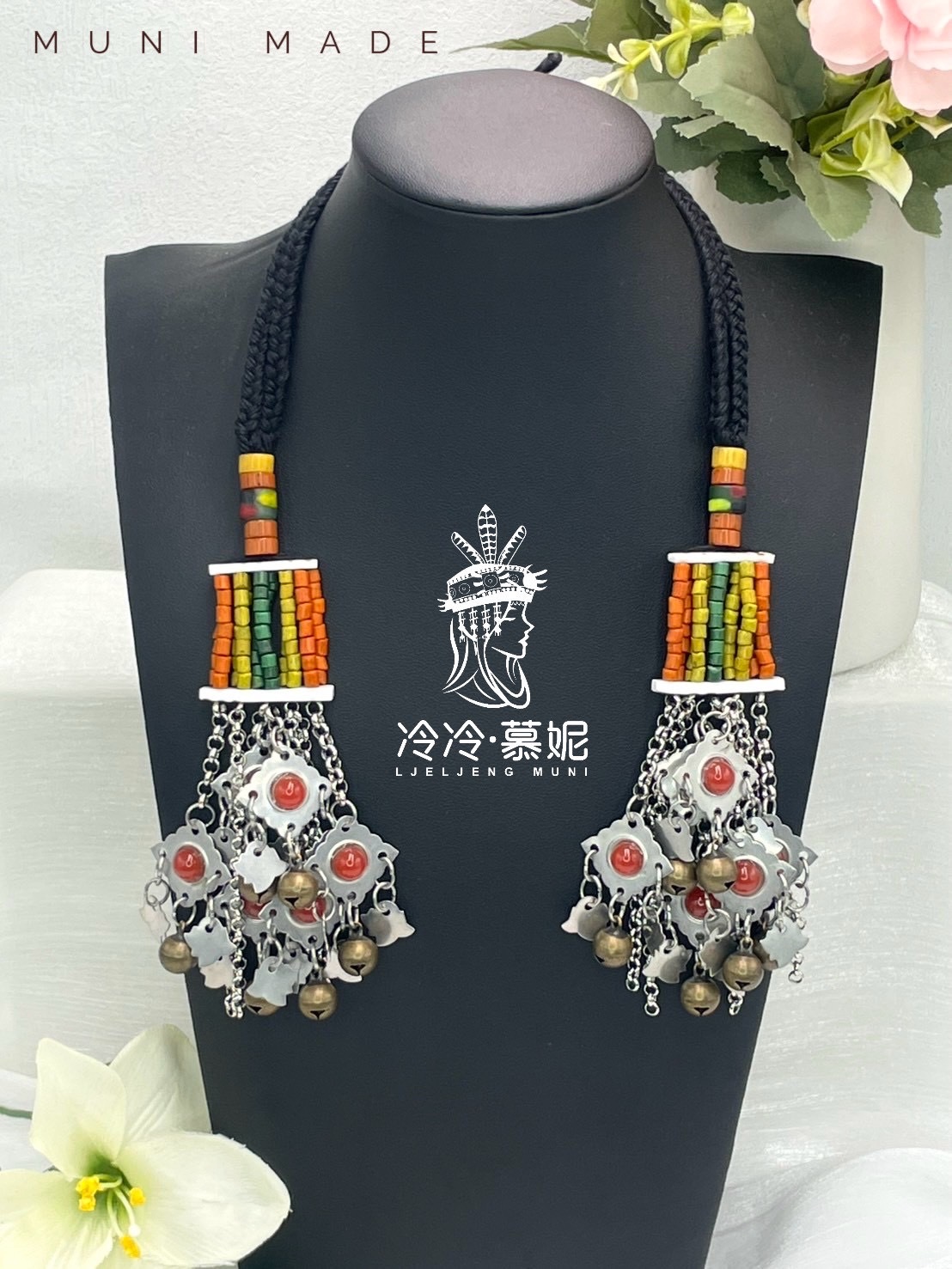 Muni-No.62傳統花珠少女耳掛13cm