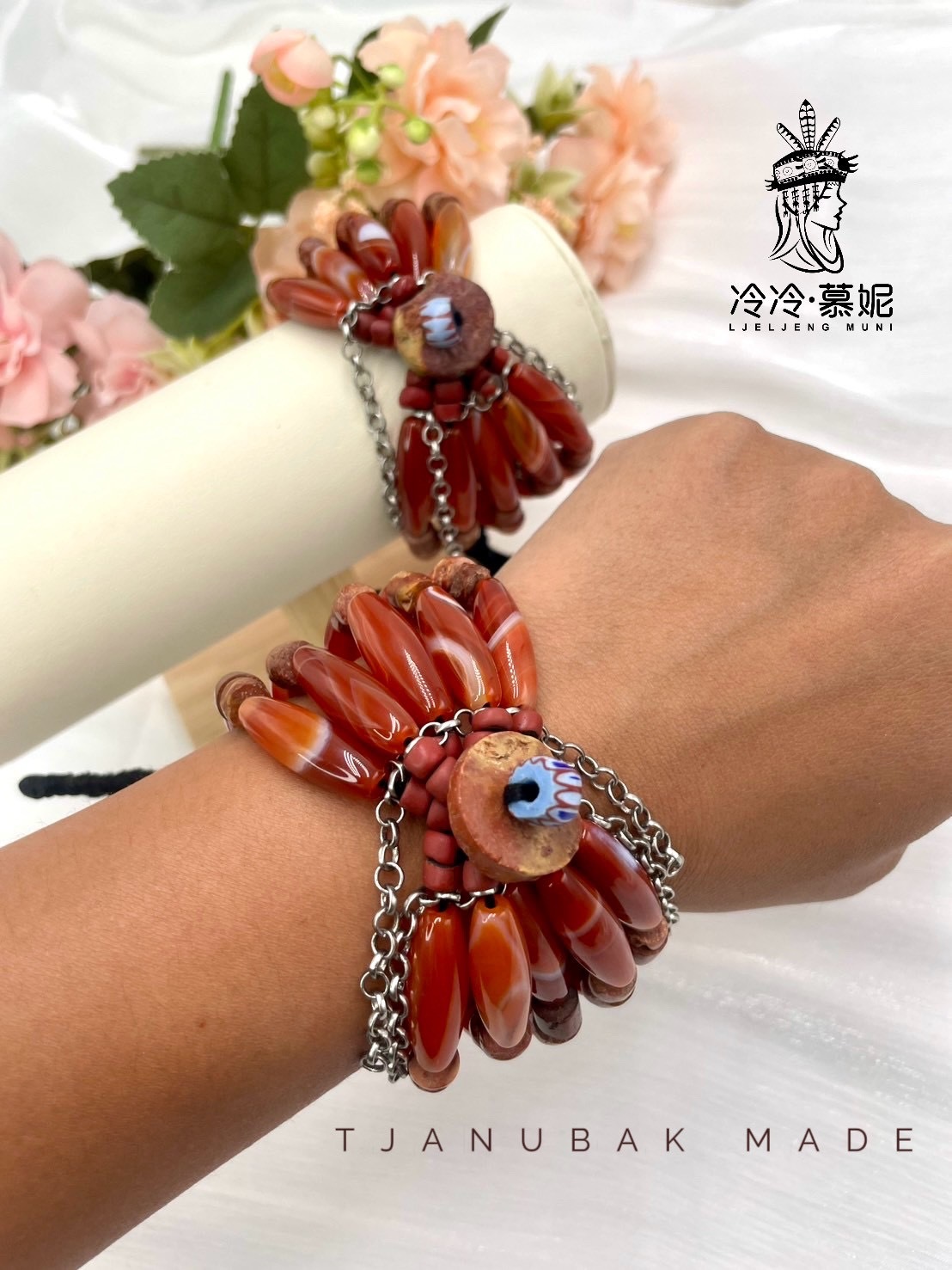 W-No.16貿易土珠五排手鍊16cm