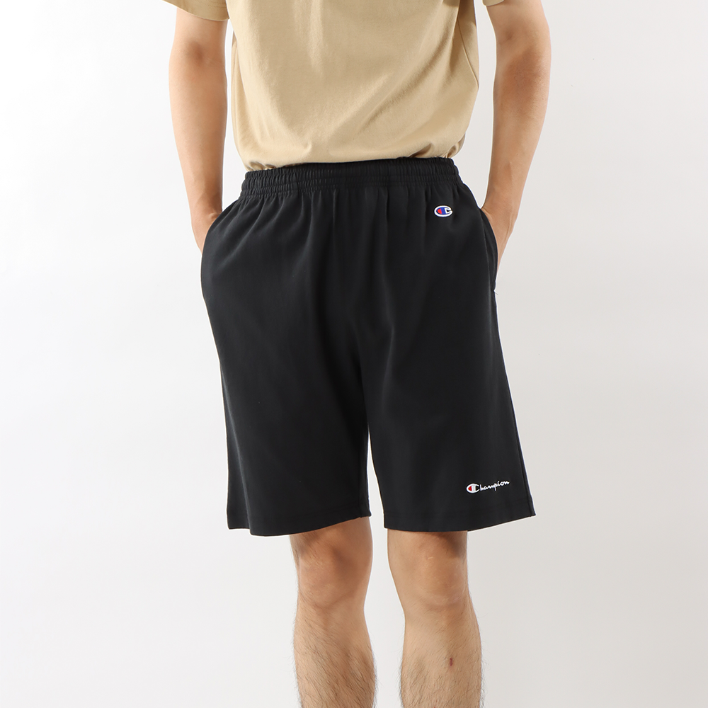 男款-BASIC 刺繡草寫LOGO 短褲-黑色（C3-X518-090）