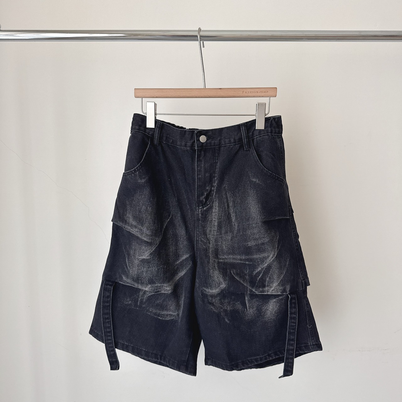 （現貨）NJ179 個性 水洗 皺褶感刷色 七分褲