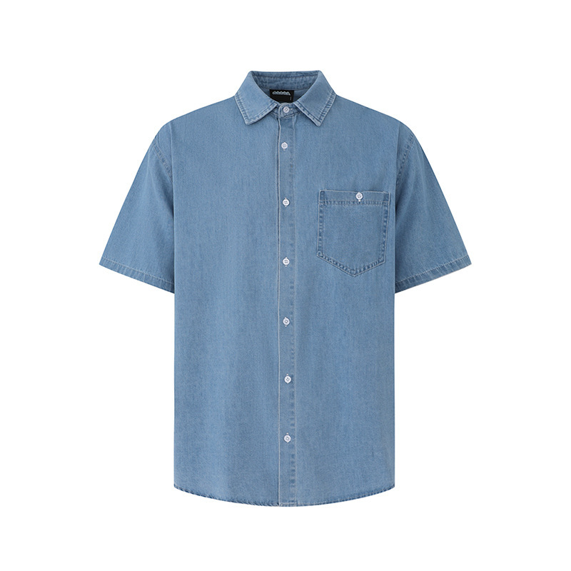 韓版水洗牛仔短袖夏季襯衫