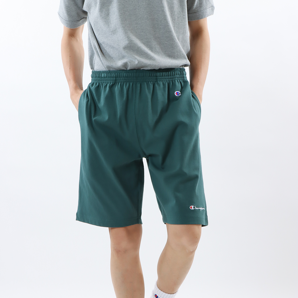 男款-BASIC 刺繡草寫LOGO 短褲-綠色（C3-X518-560）