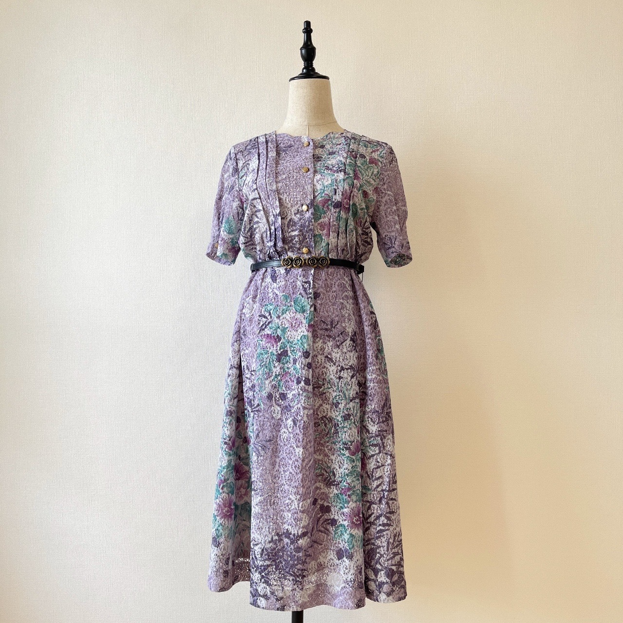 日本製浪漫粉紫色喱士連身裙