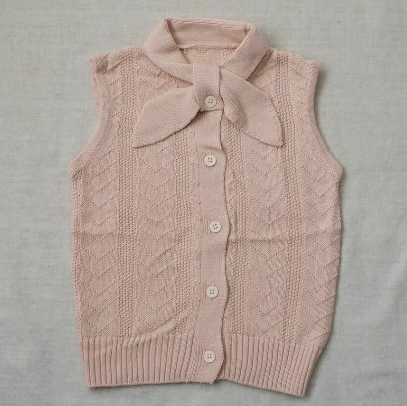 mes kids des fleurs 針織領結背心 bow tie knitwear-beige