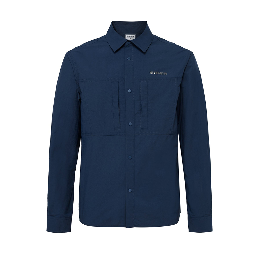 【EIDER】男仿麻長袖襯衫/25EDMM25461-[碳藍]