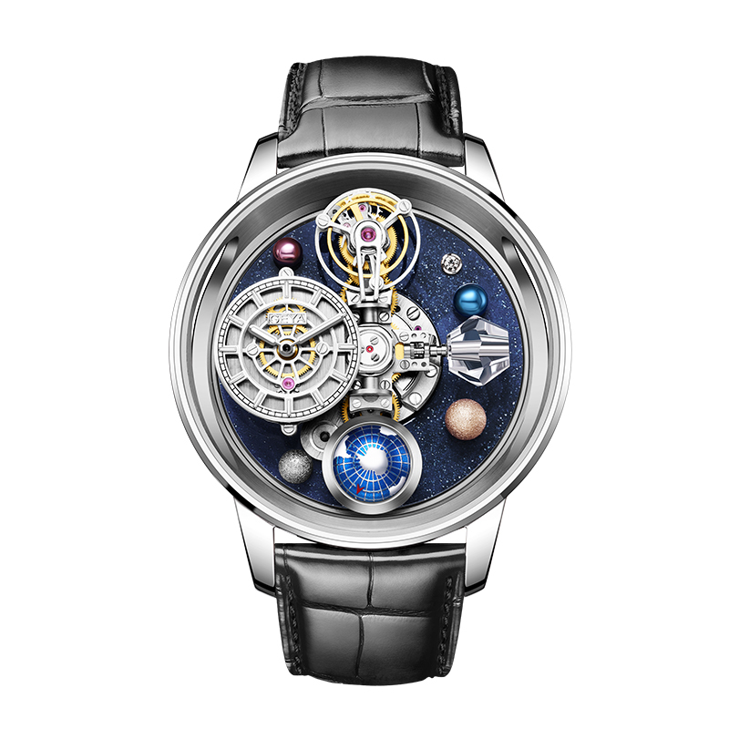 【GEYA 格雅】G78182 天體系列 銀河星系錶盤 鏤空 動力儲存 寶石軸承 夜光 機械 真皮 手錶