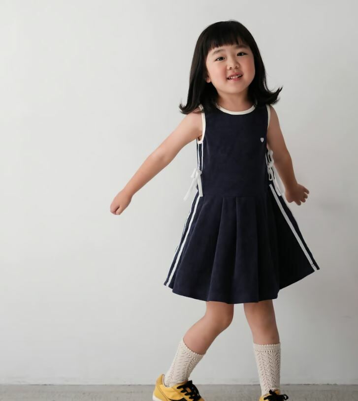 mes kids des fleurs 運動風背心洋 sports dress-navy