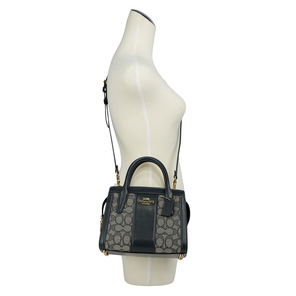 【COACH】Andrea 緹花布及牛皮手提/斜背二用包(海軍藍/午夜藍) CT766 IMX1X