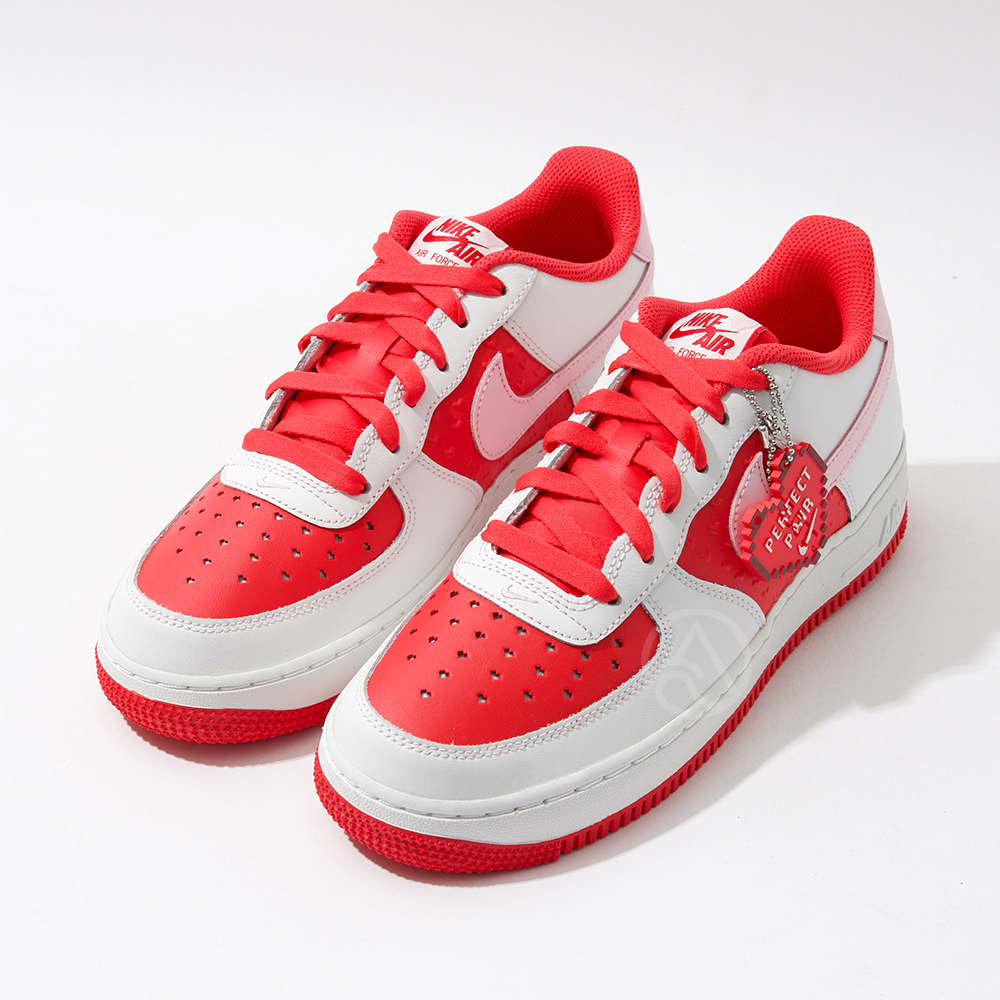 Nike Air Force 1 BG 大童 白紅 情人節 休閒 運動 AF1 透氣 皮革 休閒鞋 HV5165-121