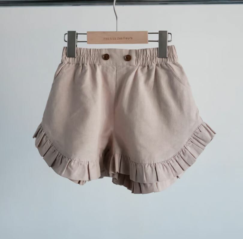 mes kids des fleurs 荷葉花邊短褲 linen lace shorts- ivory