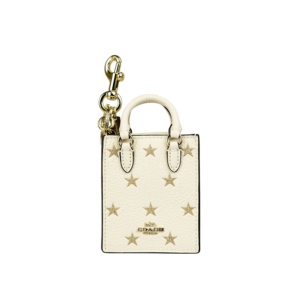 【COACH】星星圖案迷你琴譜包造型吊飾/鑰匙圈(白色)