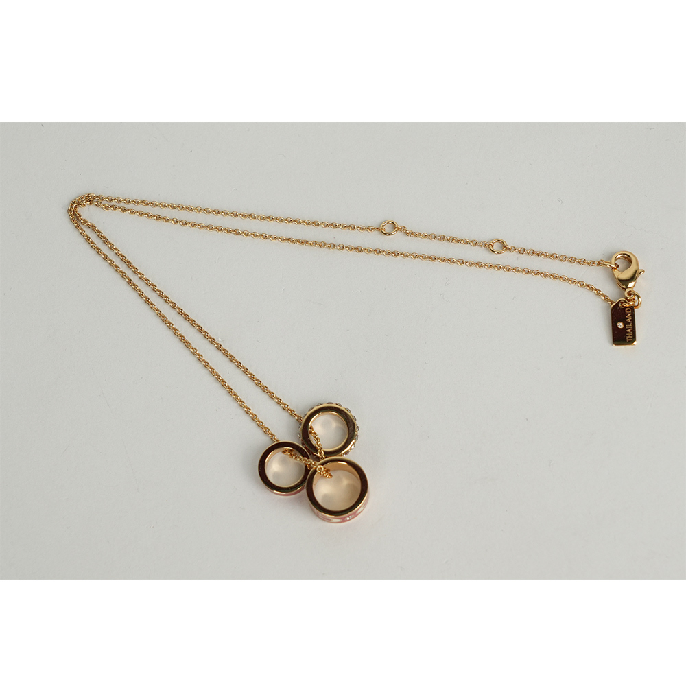 【COACH】C Logo/金屬/玻璃水鑽三圓環項鍊(金色/紅色) CAD60 GDRD