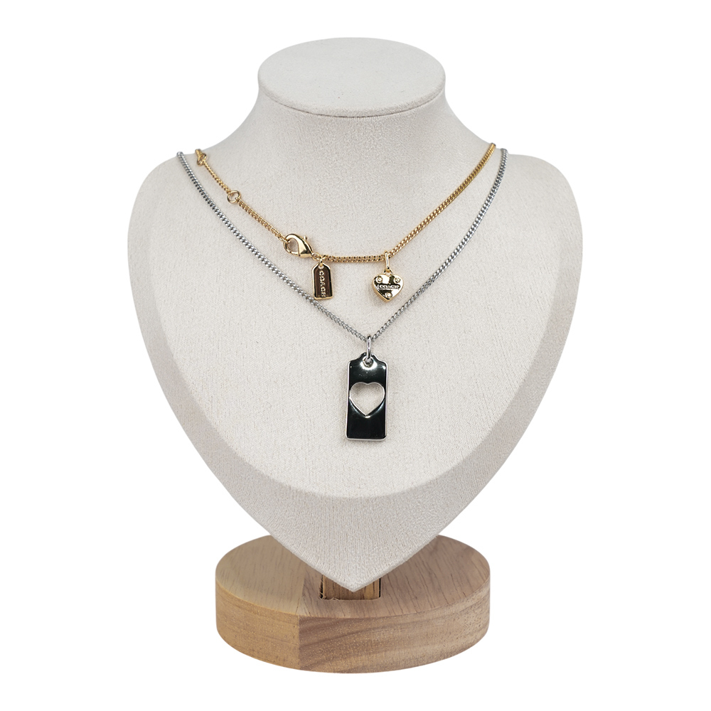 【COACH】愛心吊牌造型項鍊組(金色/銀色) CY113 A31