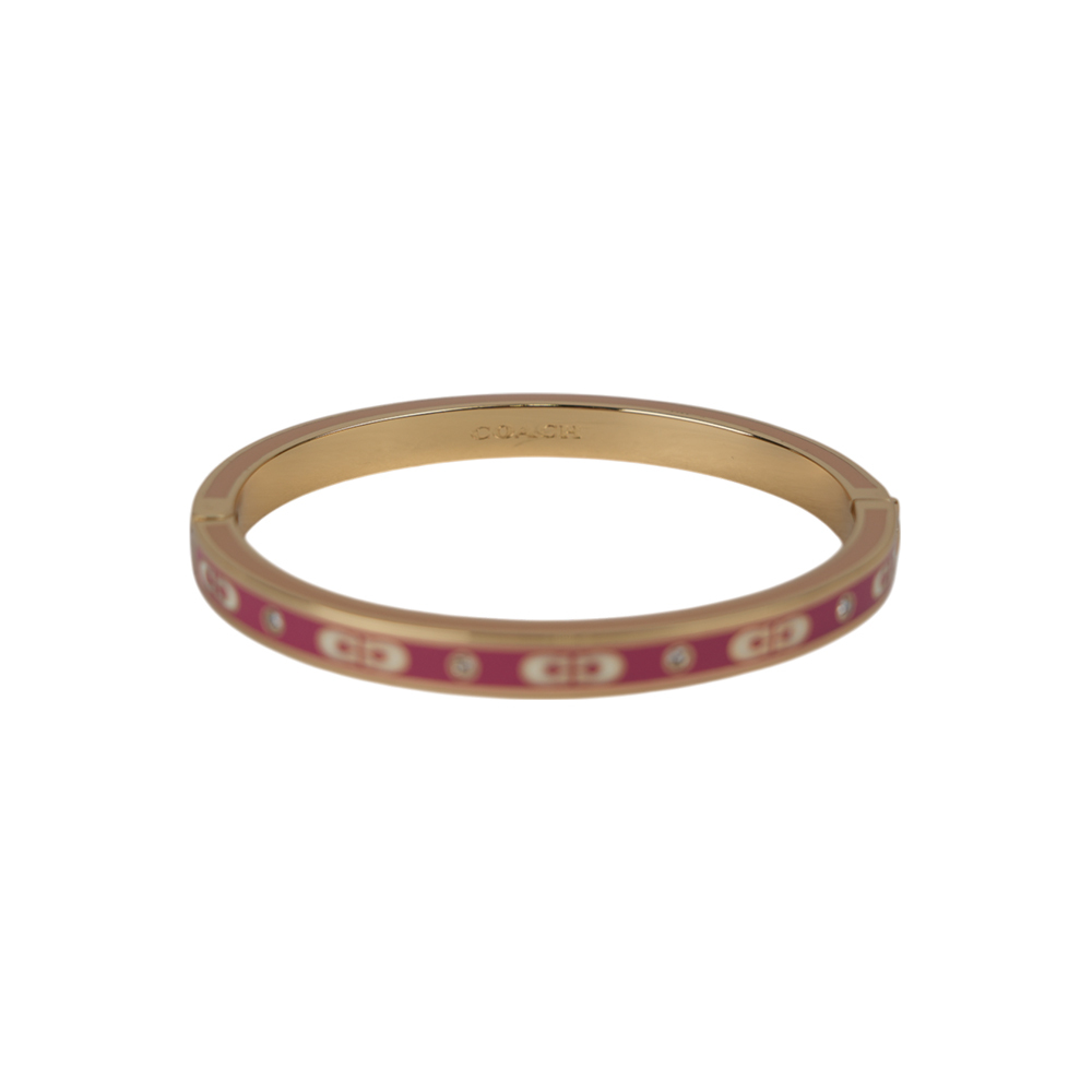 【COACH】CC Logo 琺瑯及水鑽不可調手環(金色/鏽色/奶茶) CY051 XGE