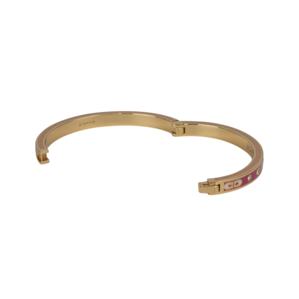 【COACH】CC Logo 琺瑯及水鑽不可調手環(金色/鏽色/奶茶) CY051 XGE