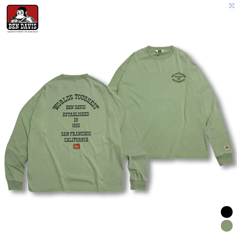 【 BEN DAVIS | 背面數字印花薄長TEE - 2色 】