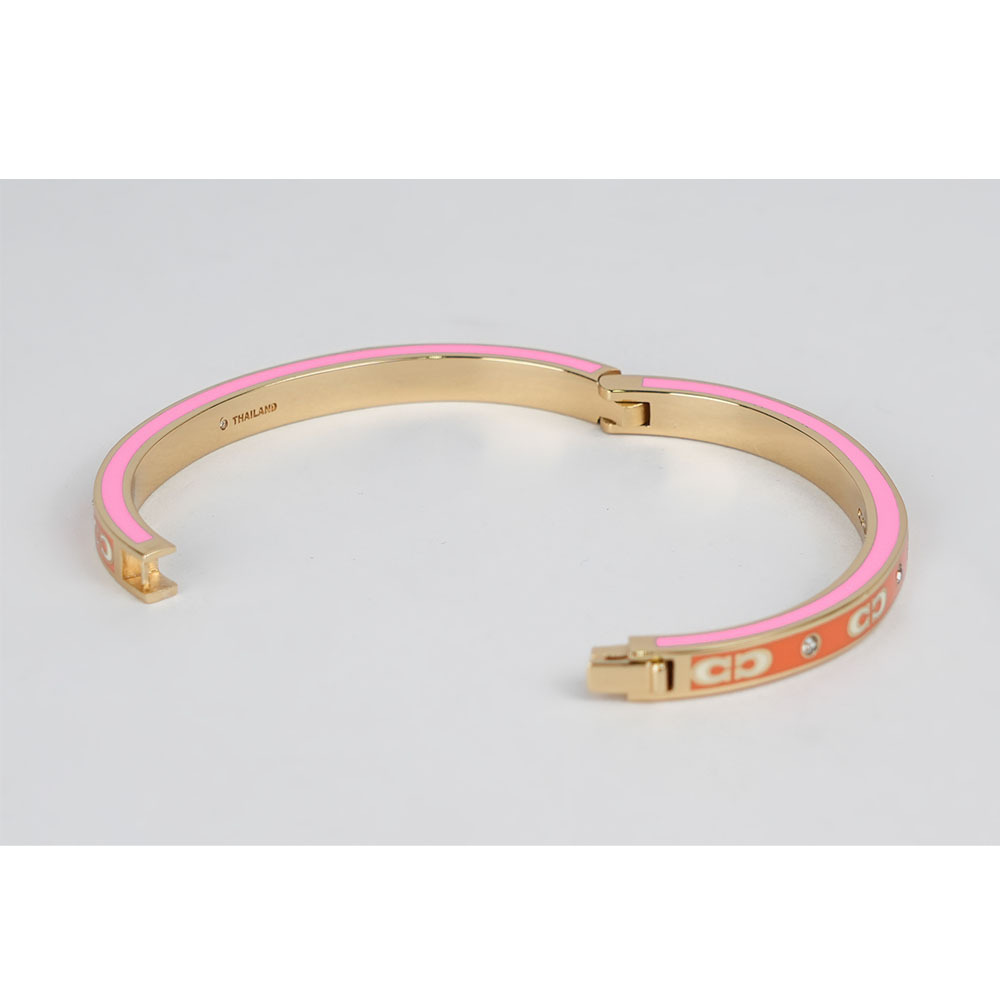 【COACH】CC Logo 琺瑯及水鑽不可調手環(金色/橙色/粉色) CV259 UJH