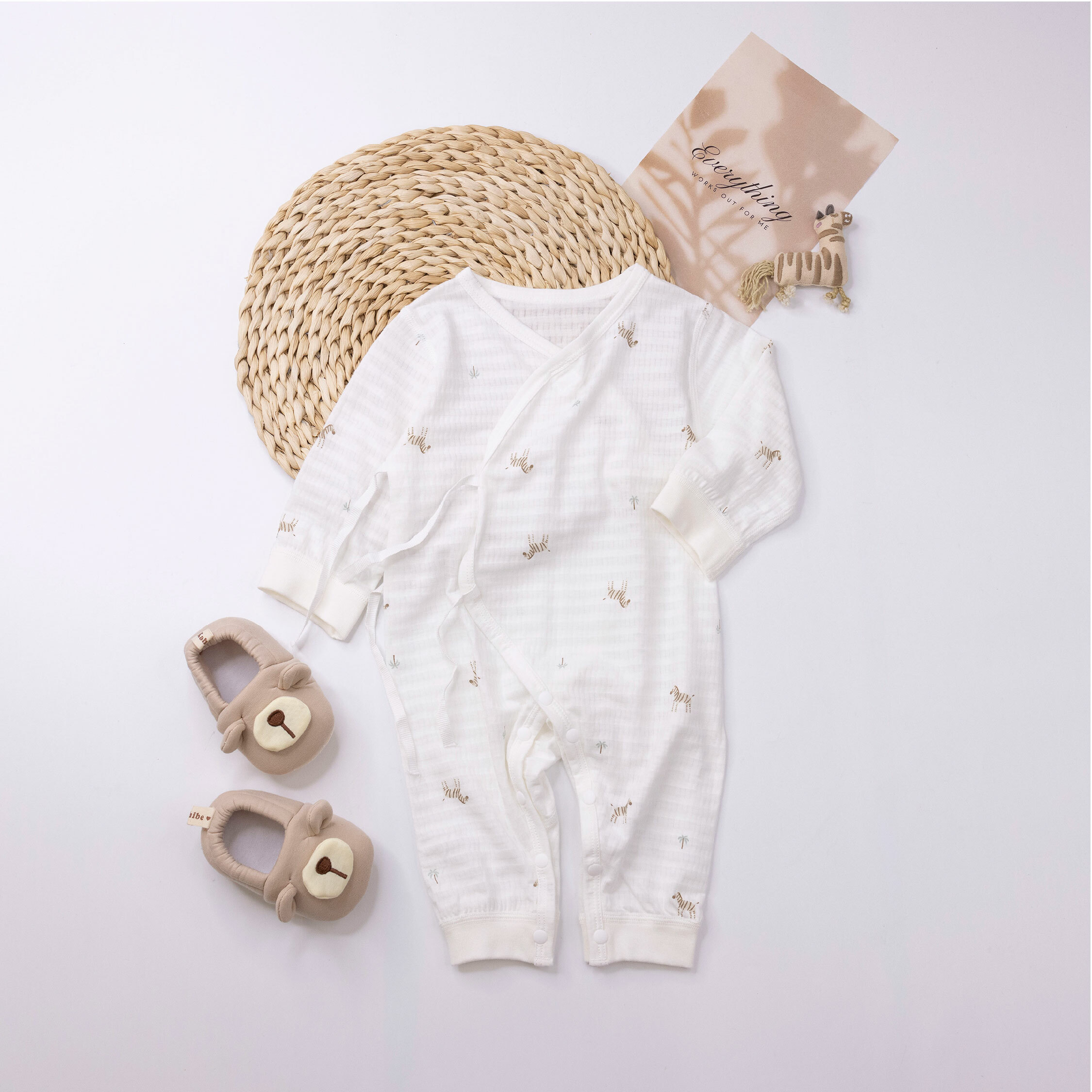 純淨系列【T0024】綠洲可愛小斑馬長袖連身衣