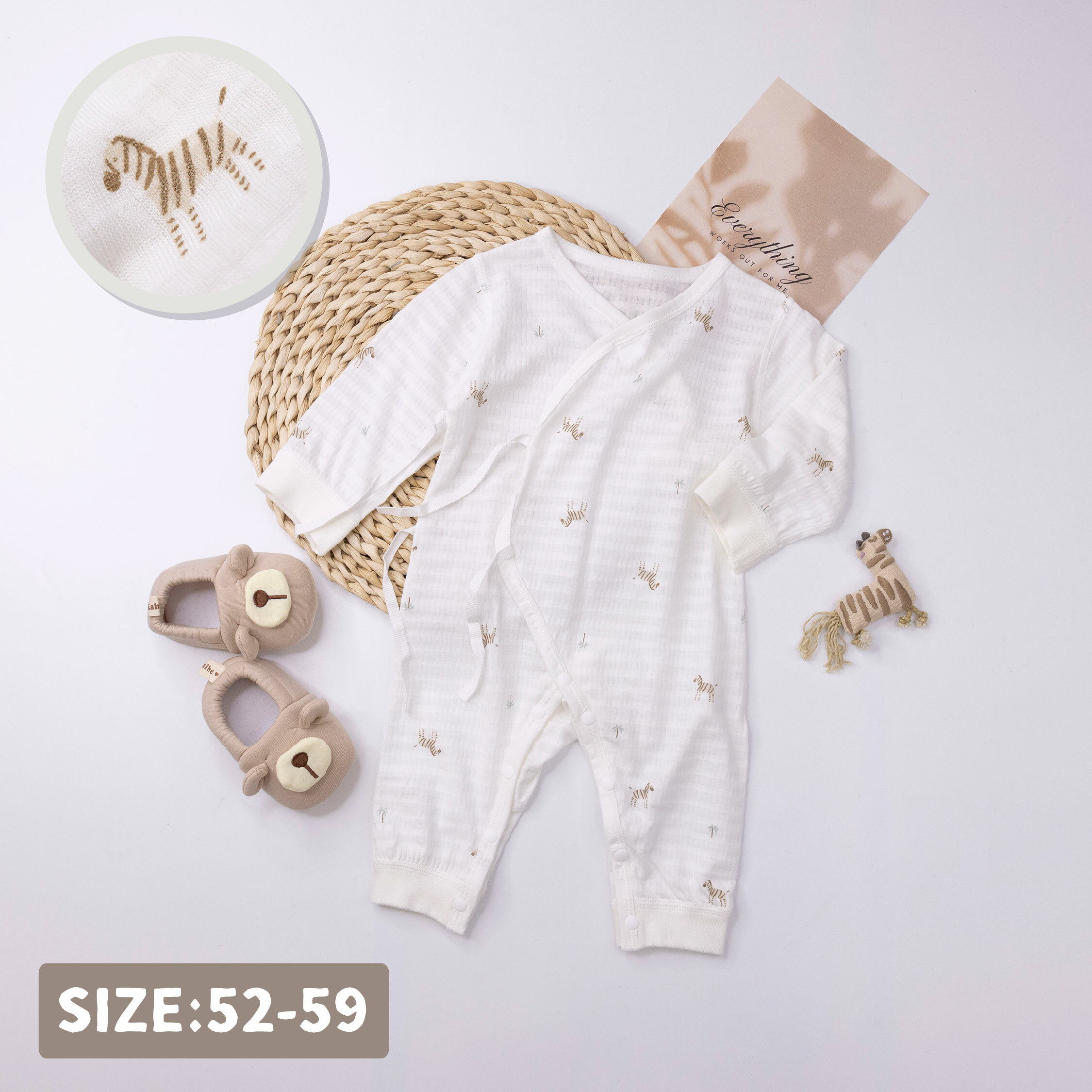 純淨系列【T0024】綠洲可愛小斑馬長袖連身衣