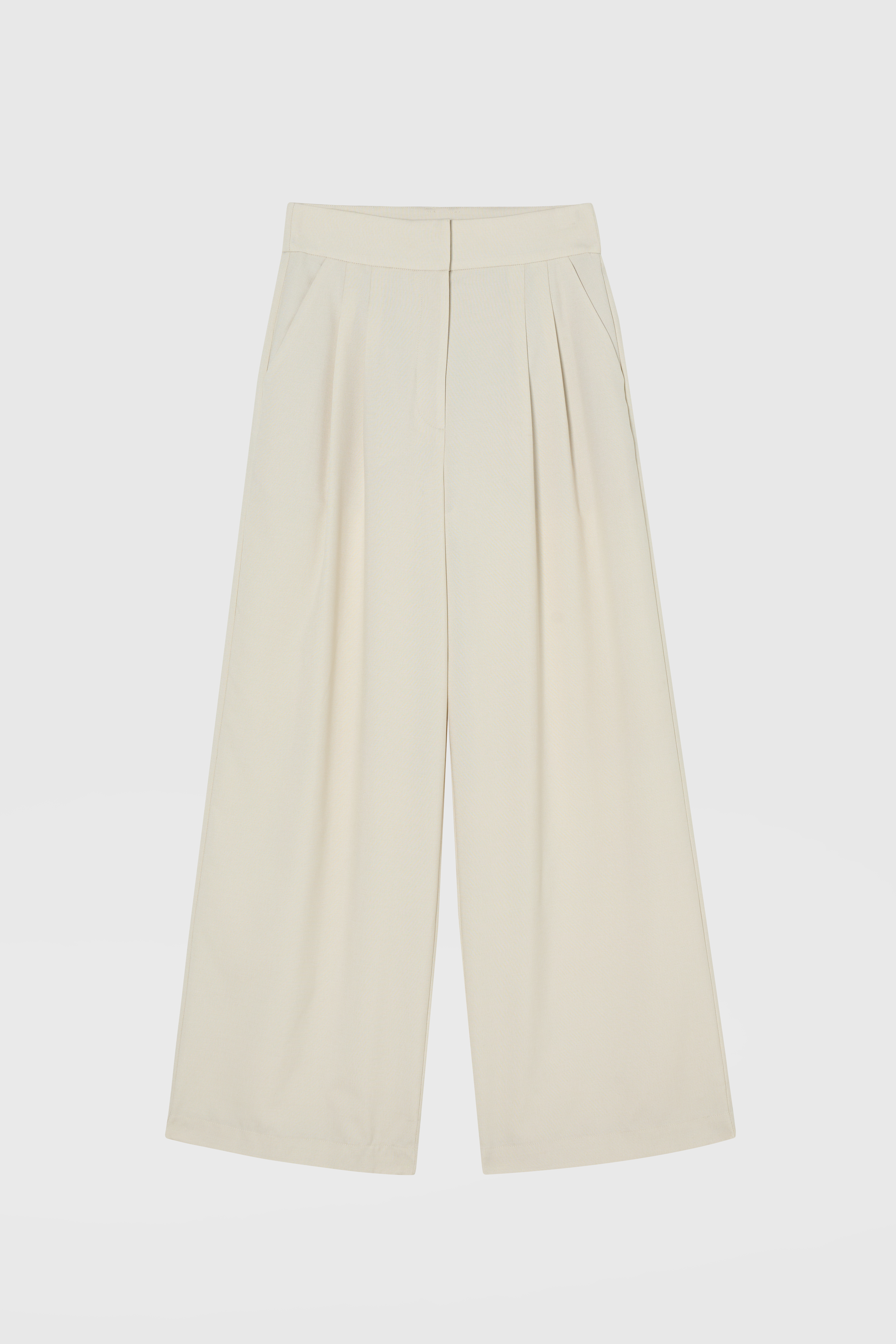 LINNET 麻感打褶寬褲 女（米白）