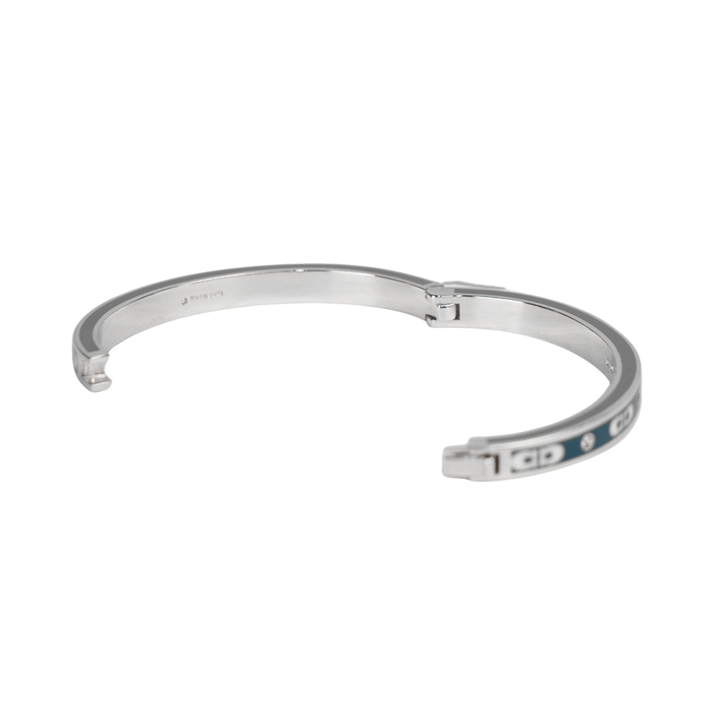 【COACH】CC Logo 琺瑯及水鑽不可調手環(銀色/藍色/灰色) CY053 UWW