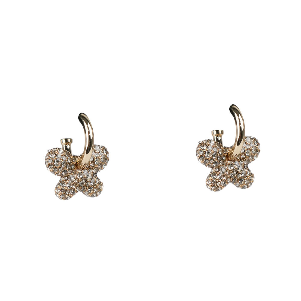 【COACH】玻璃珍珠及水鑽蝴蝶造型環狀針式耳環(金色/銀色) CT089 A31