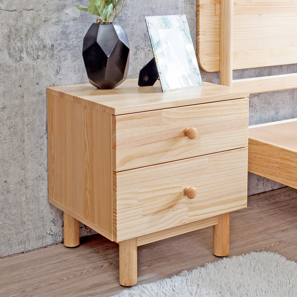 森林家具 路易1.5尺實木床頭櫃/二抽收納櫃/置物櫃