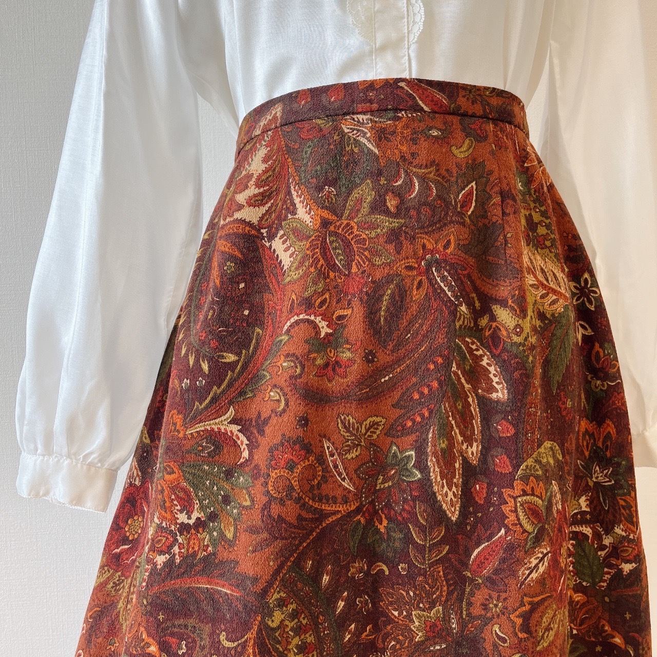 Scapa of Scotland橘啡色大花半身裙