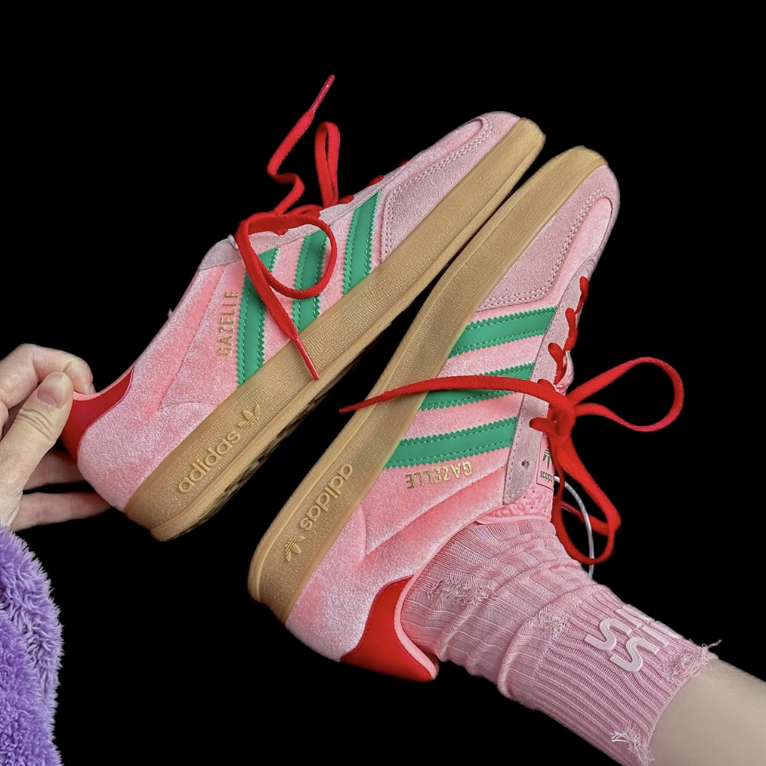 Adidas Gazelle Indoor Pink Velvet 天鵝絨粉 綠色 麂皮 膠底 復古 低筒休閒鞋