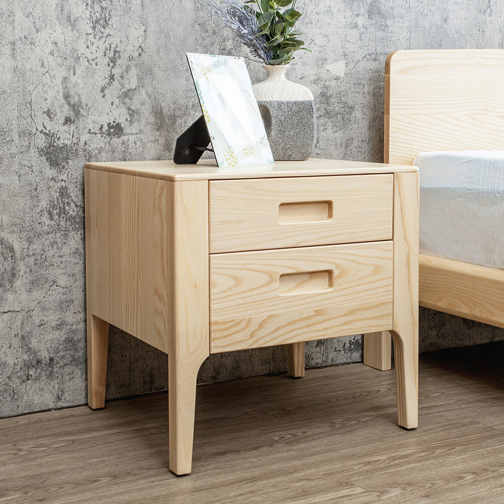 森林家具 艾里斯1.7尺梣木實木床頭櫃/二抽收納櫃/置物櫃