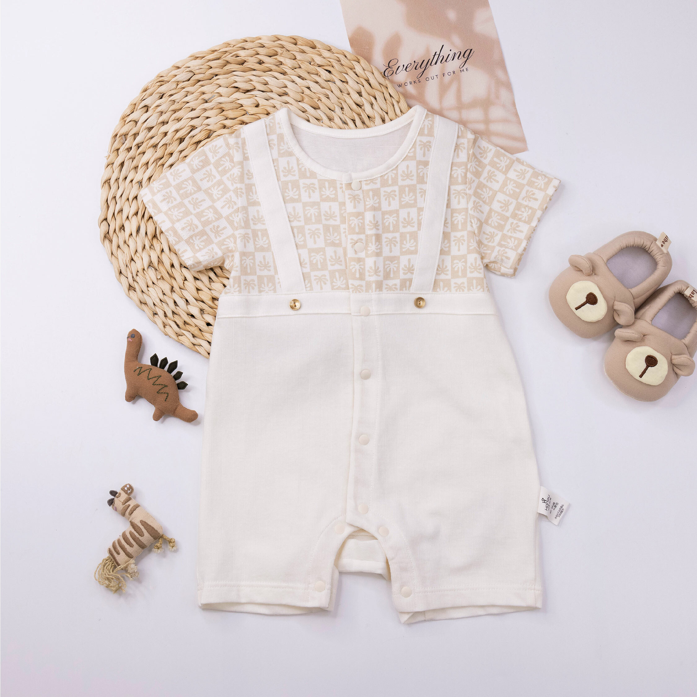 純淨系列【T0028】顛倒椰子樹親膚短袖連身衣