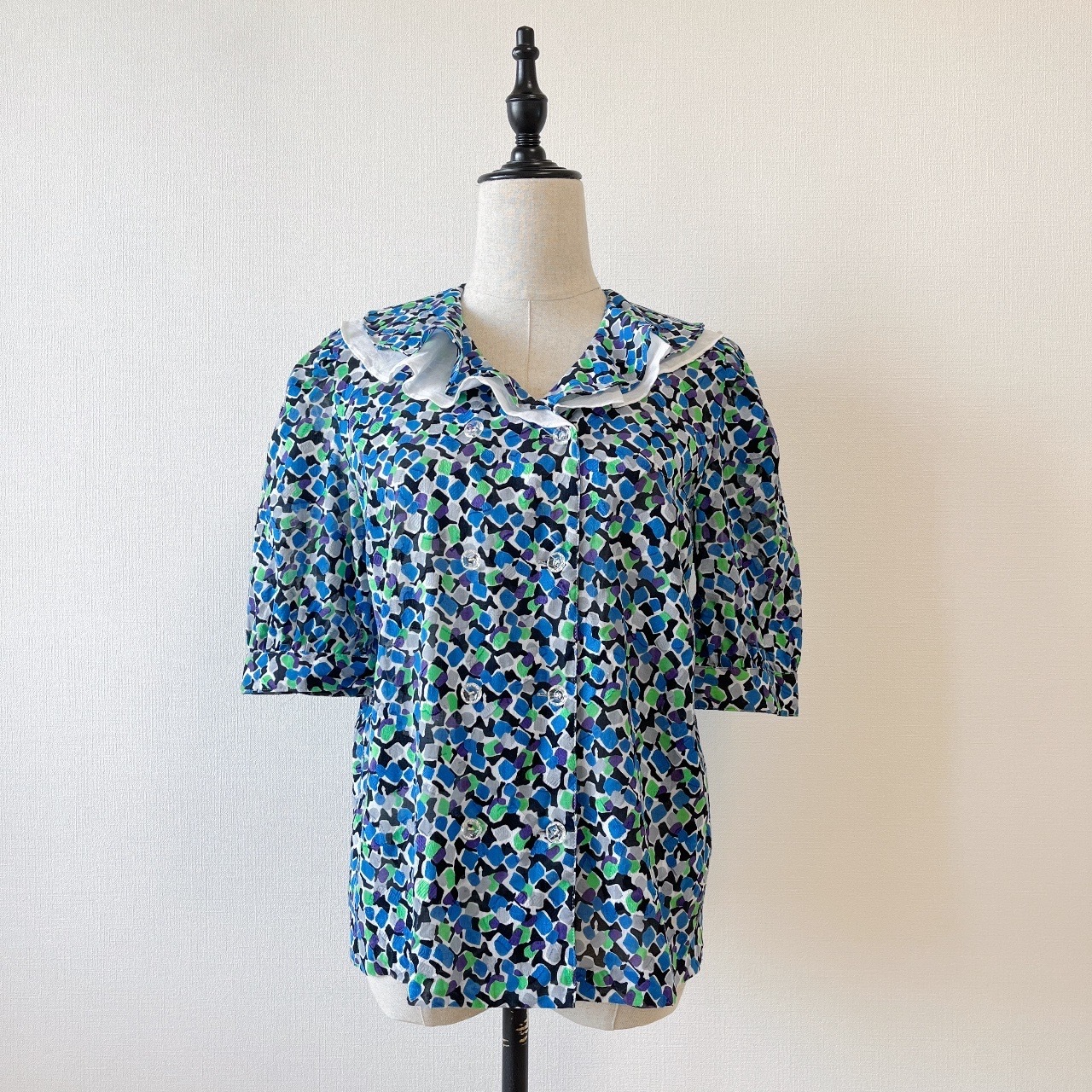 Leilian七彩石頭大領子綿質上衣