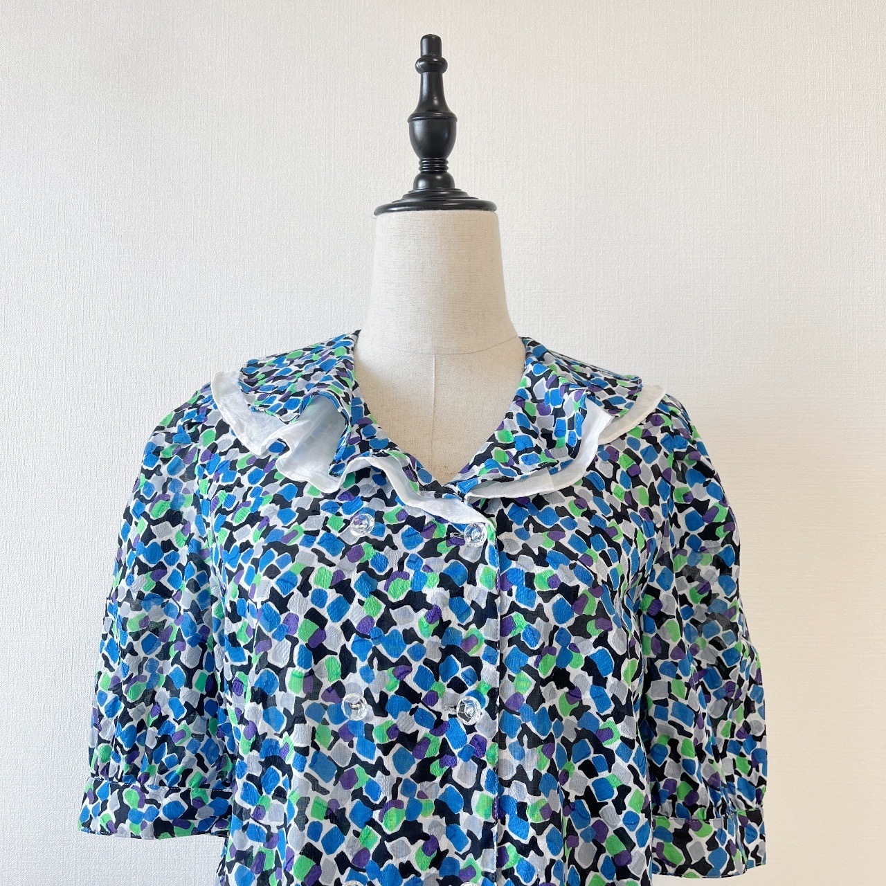 Leilian七彩石頭大領子綿質上衣